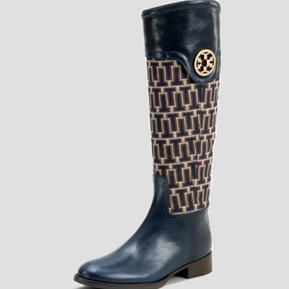 Tory Burch Size 9 Navy Needlepoint Riding Boots